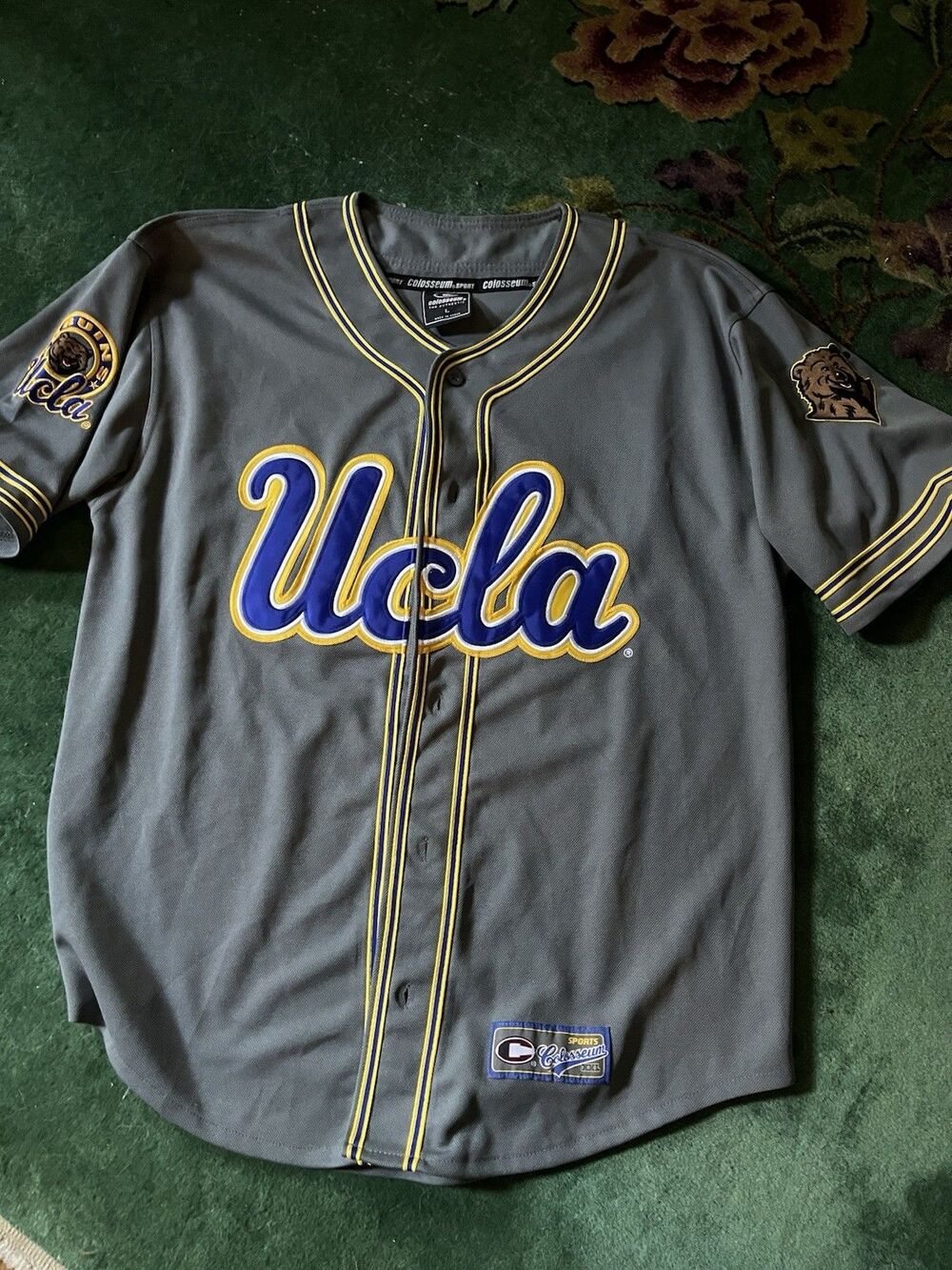 Vintage Colosseum UCLA Bruins Script Sewn Baseball Jersey NCAA Size L Adult